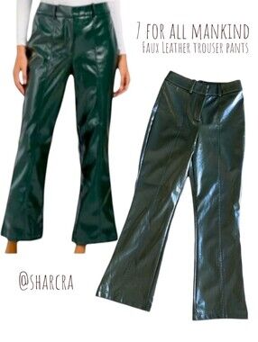 7 for all Mankind Women faux leather high rise wide leg flare ankle crop Pants S